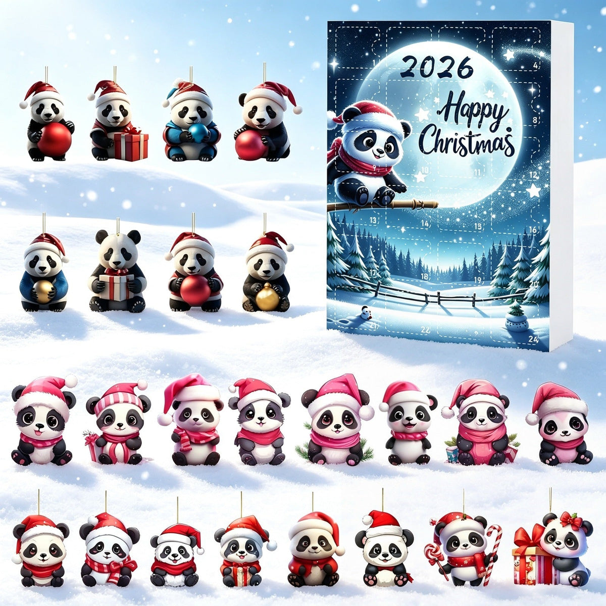 PANDA ORNAMENT ADVENT CALENDAR SET