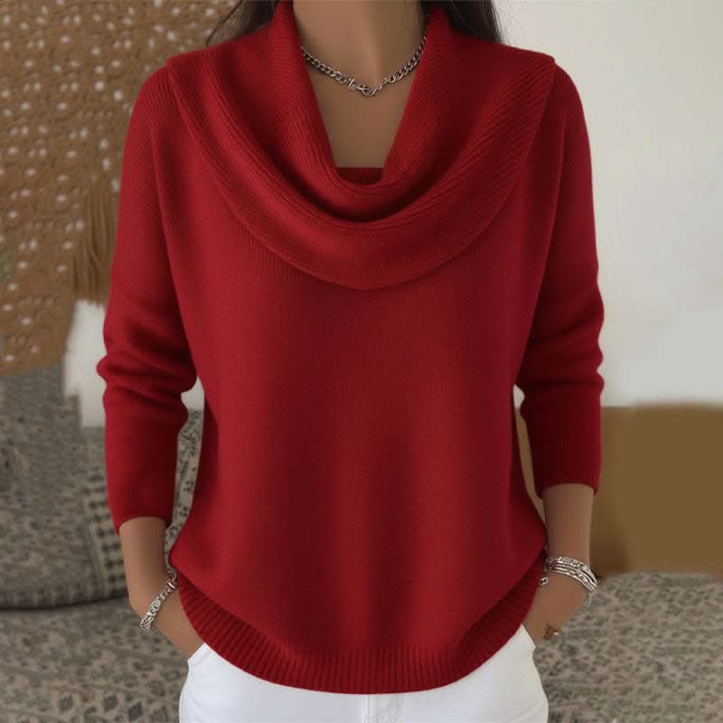 COWL NECK KNIT SWEATER FOR WOMEN