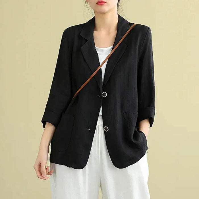 NOTCH LAPEL LONG SLEEVE BLAZER FOR WOMEN
