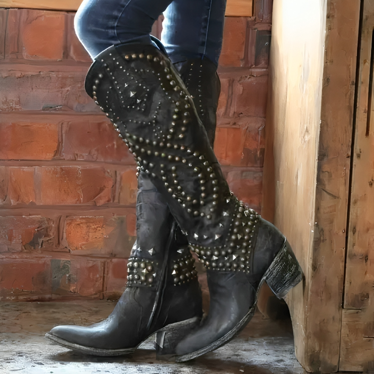 STUDDED COWBOY BOOTS FOR WOMEN