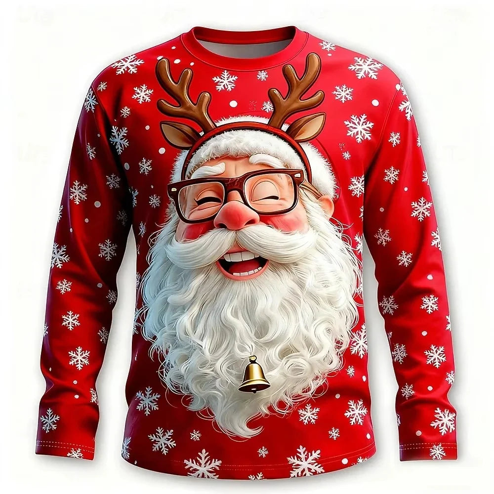 3D SANTA PRINT CHRISTMAS BLOUSE FOR MEN