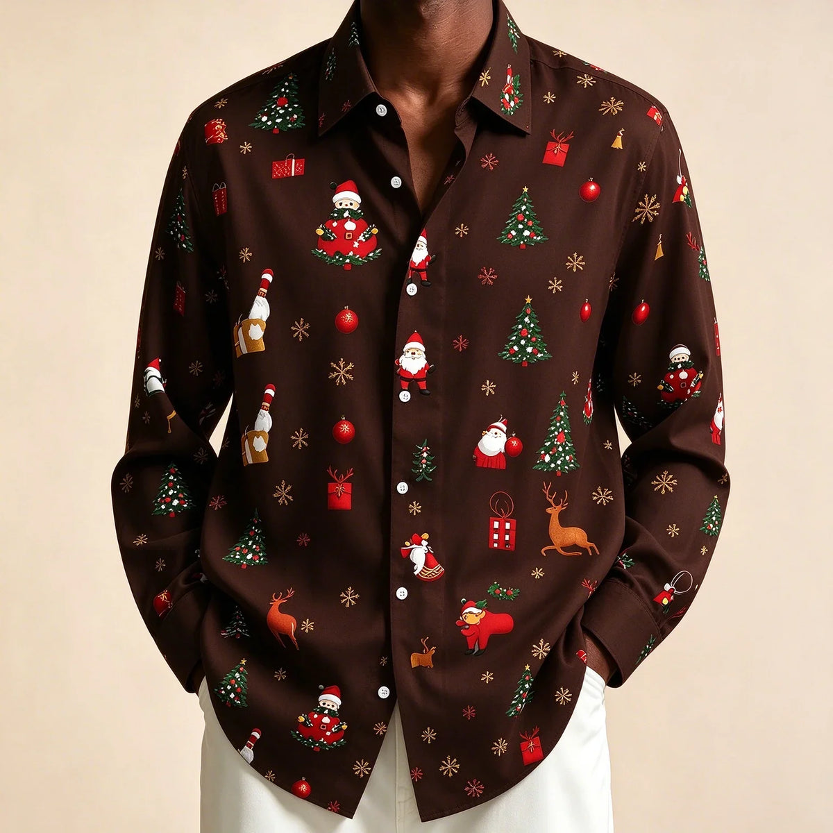 PRINTED CHRISTMAS BLOUSE FOR MEN