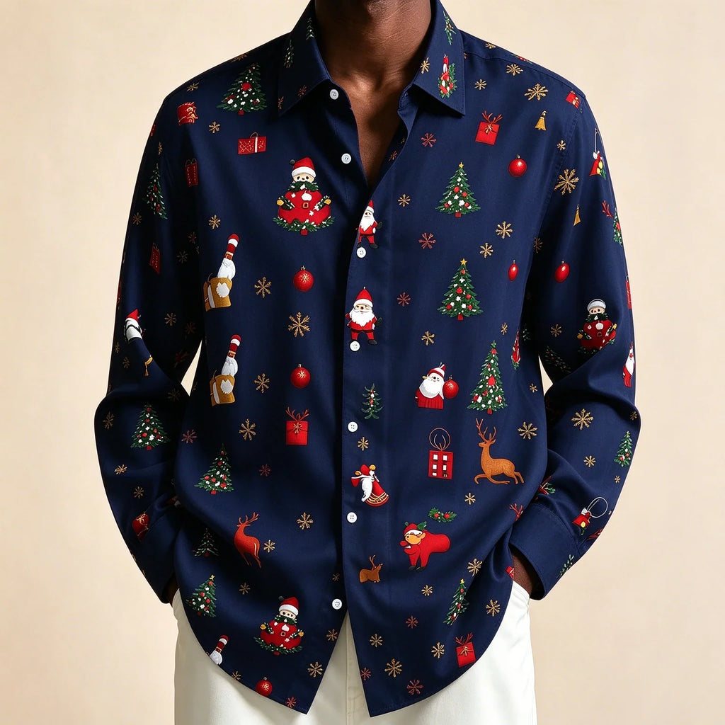 PRINTED CHRISTMAS BLOUSE FOR MEN