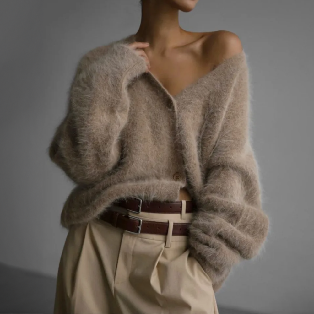 RIBBED KNIT CARDIGAN FOR WOMEN