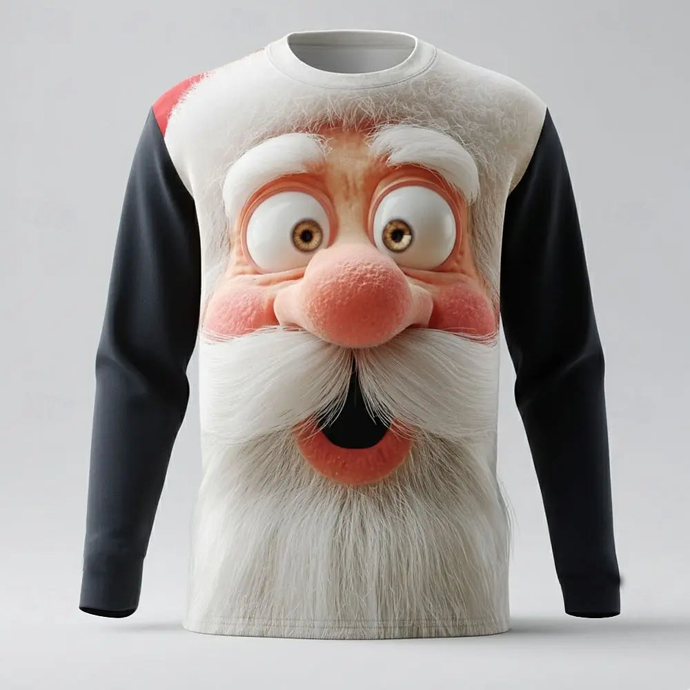 3D SANTA PRINT CHRISTMAS BLOUSE FOR MEN