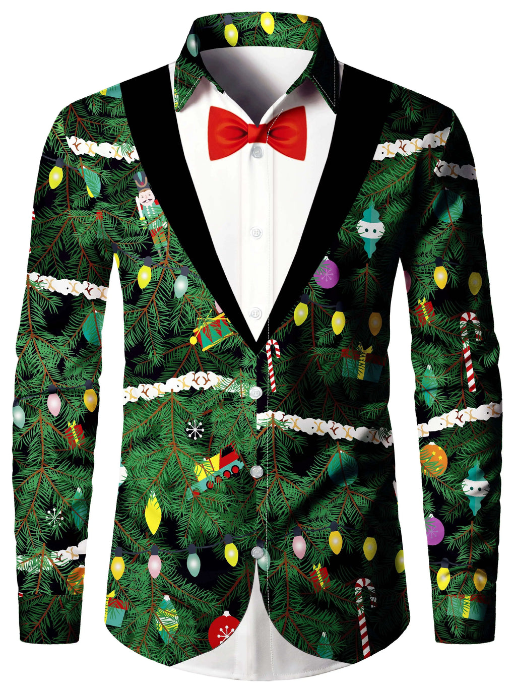 Christmas Blouse Printed Tailcoat Shirt for Men