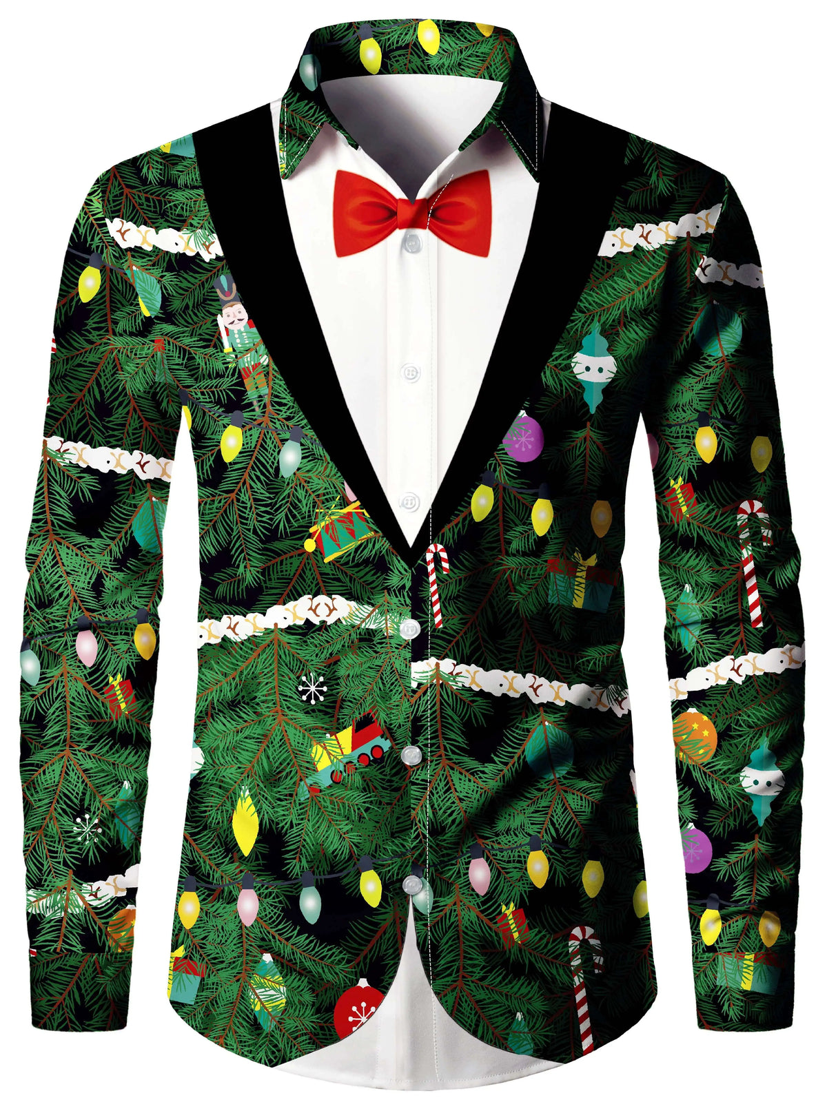 Christmas Blouse Printed Tailcoat Shirt for Men
