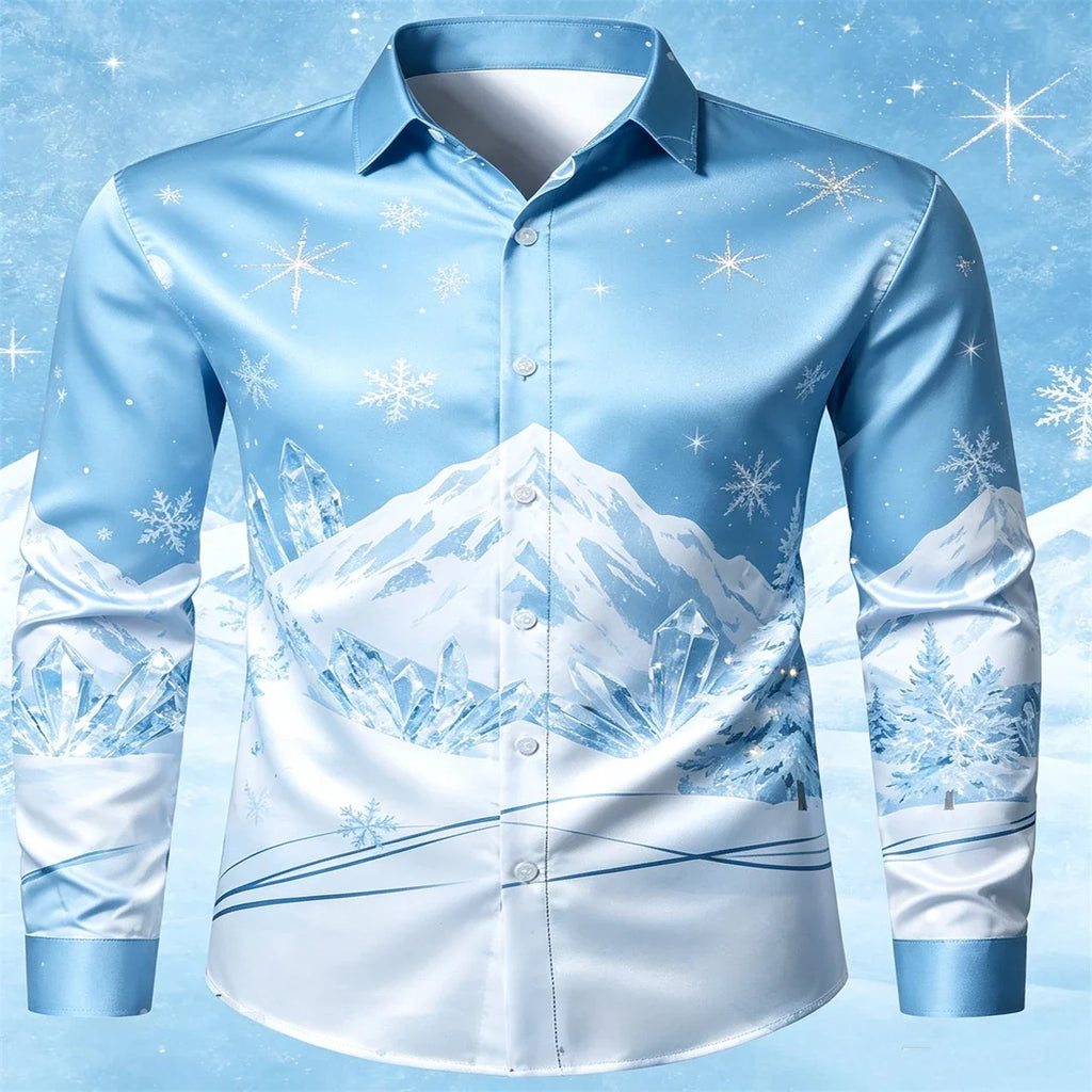 SANTA PRINT CHRISTMAS BLOUSE FOR MEN