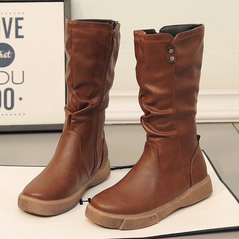 SLOUCHY STACKED HEEL WATERPROOF BOOT FOR WOMEN