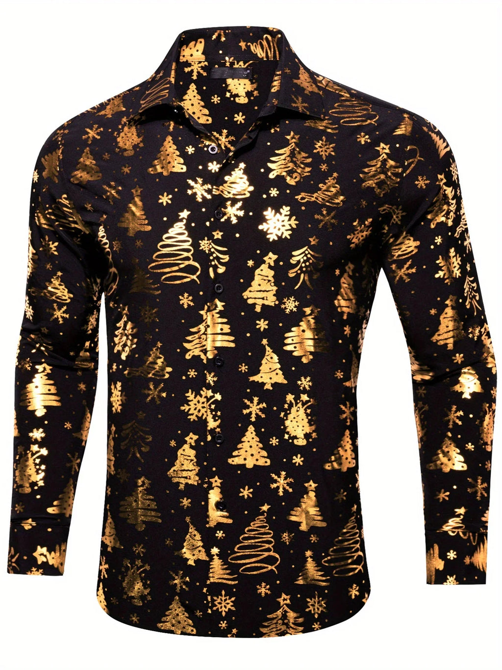 METALLIC PRINT CHRISTMAS BLOUSE FOR MEN