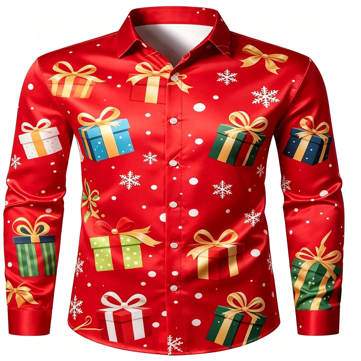 SANTA PRINT CHRISTMAS BLOUSE FOR MEN