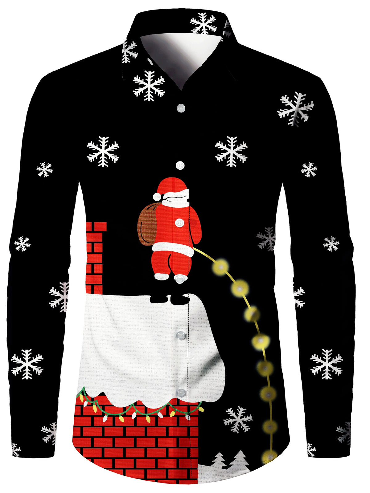 Christmas Blouse Printed Tailcoat Shirt for Men