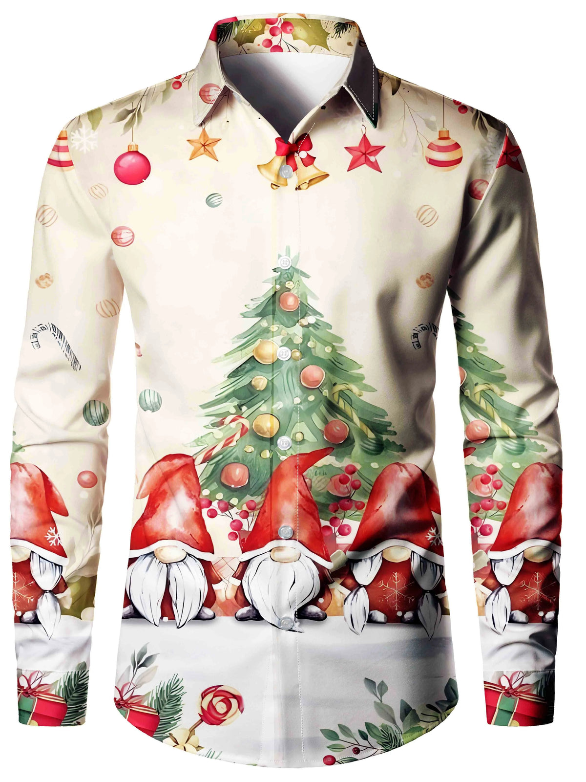 Christmas Blouse Printed Tailcoat Shirt for Men