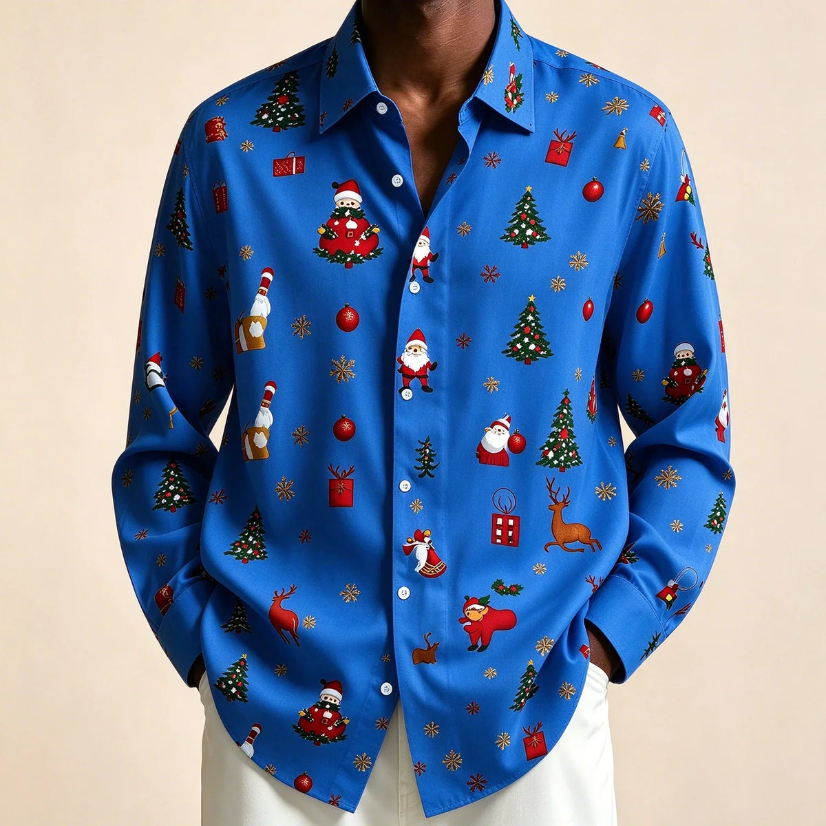 PRINTED CHRISTMAS BLOUSE FOR MEN