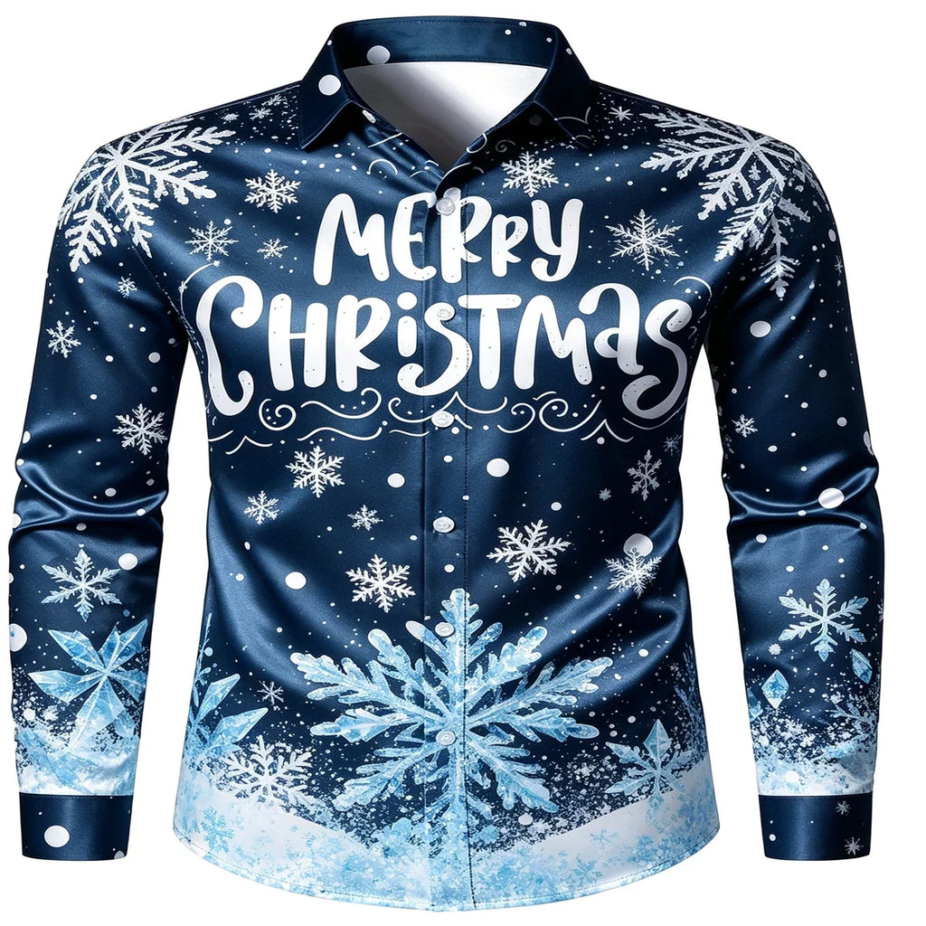 SANTA PRINT CHRISTMAS BLOUSE FOR MEN