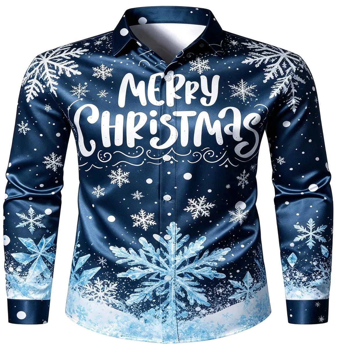 SANTA PRINT CHRISTMAS BLOUSE FOR MEN