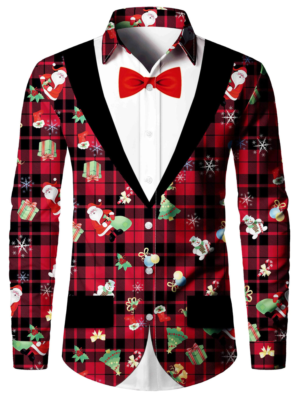 Christmas Blouse Printed Tailcoat Shirt for Men