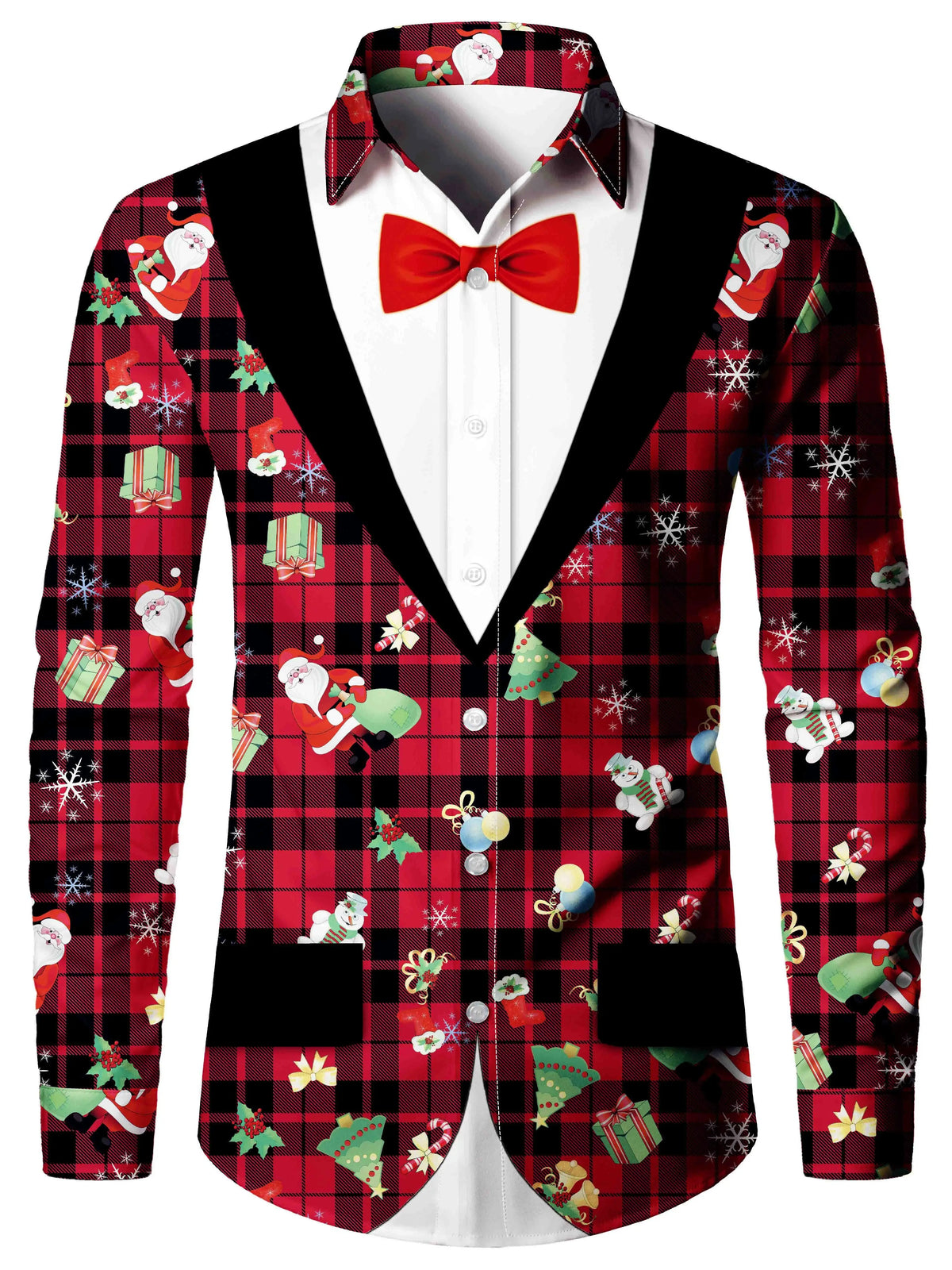Christmas Blouse Printed Tailcoat Shirt for Men