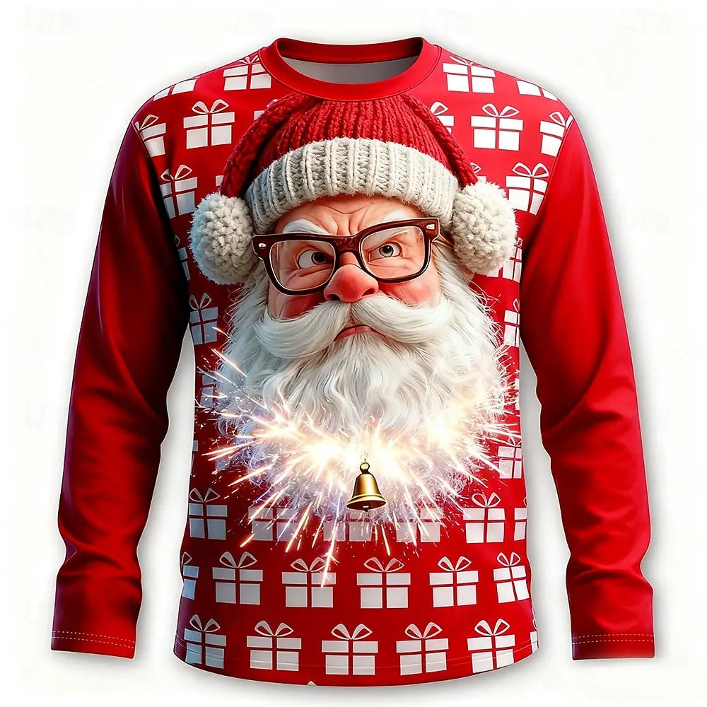 SANTA PRINT CHRISTMAS BLOUSE FOR MEN