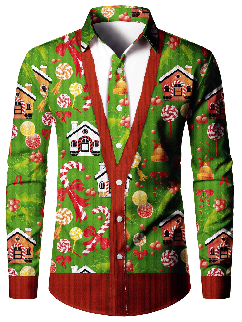 Christmas Blouse Printed Tailcoat Shirt for Men