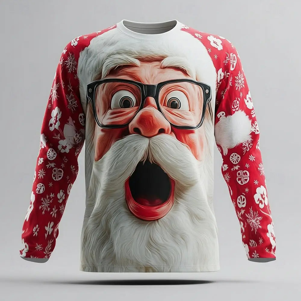 3D SANTA PRINT CHRISTMAS BLOUSE FOR MEN