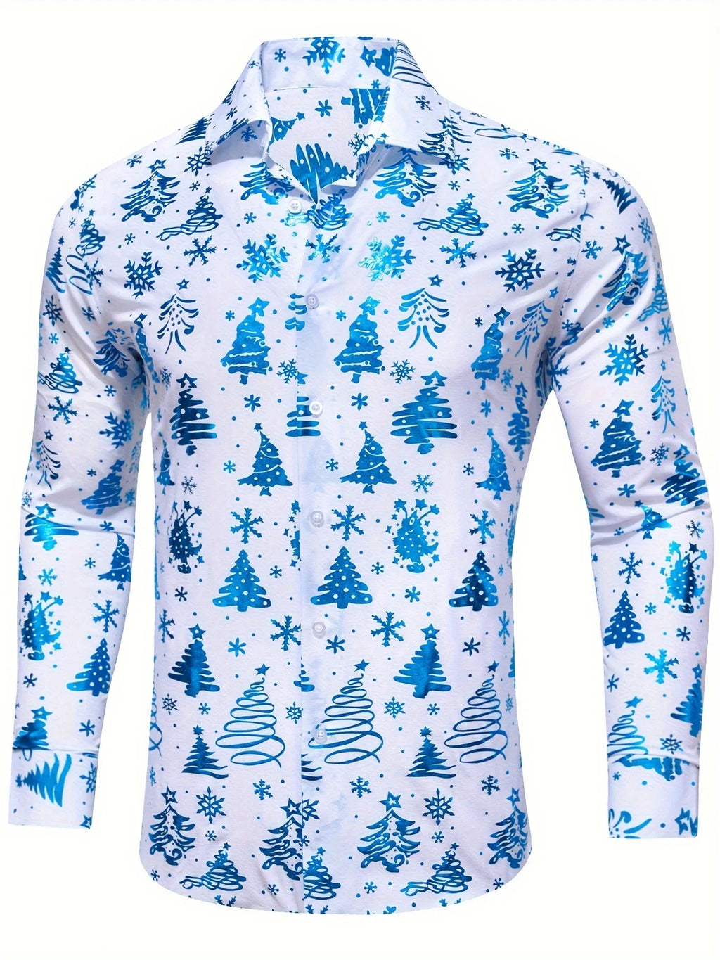 METALLIC PRINT CHRISTMAS BLOUSE FOR MEN