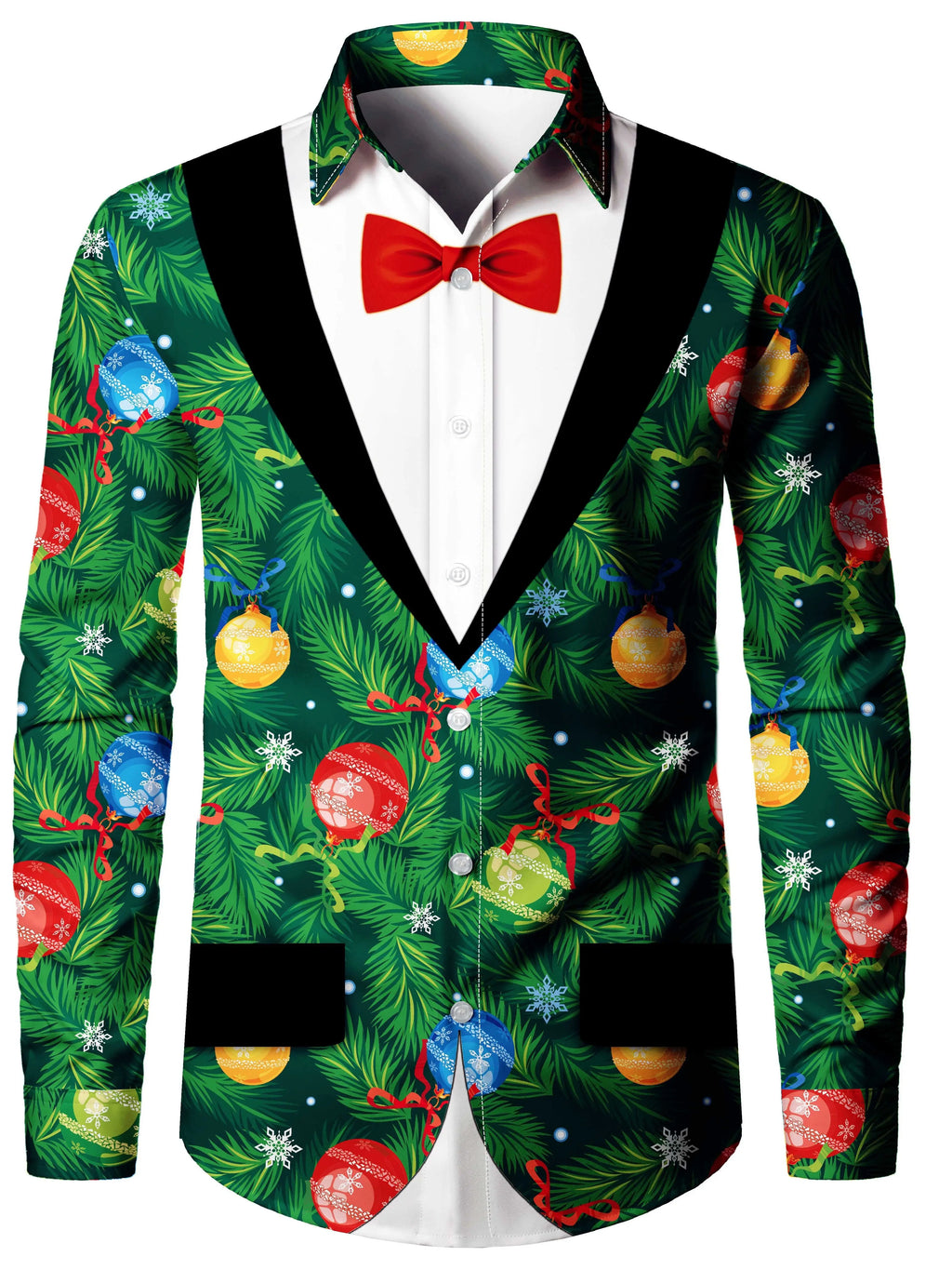 Christmas Blouse Printed Tailcoat Shirt for Men