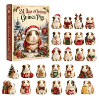 GUINEA PIG ADVENT CALENDAR – 24 NUMBERED ACRYLIC ORNAMENTS, CHRISTMAS GIFT
