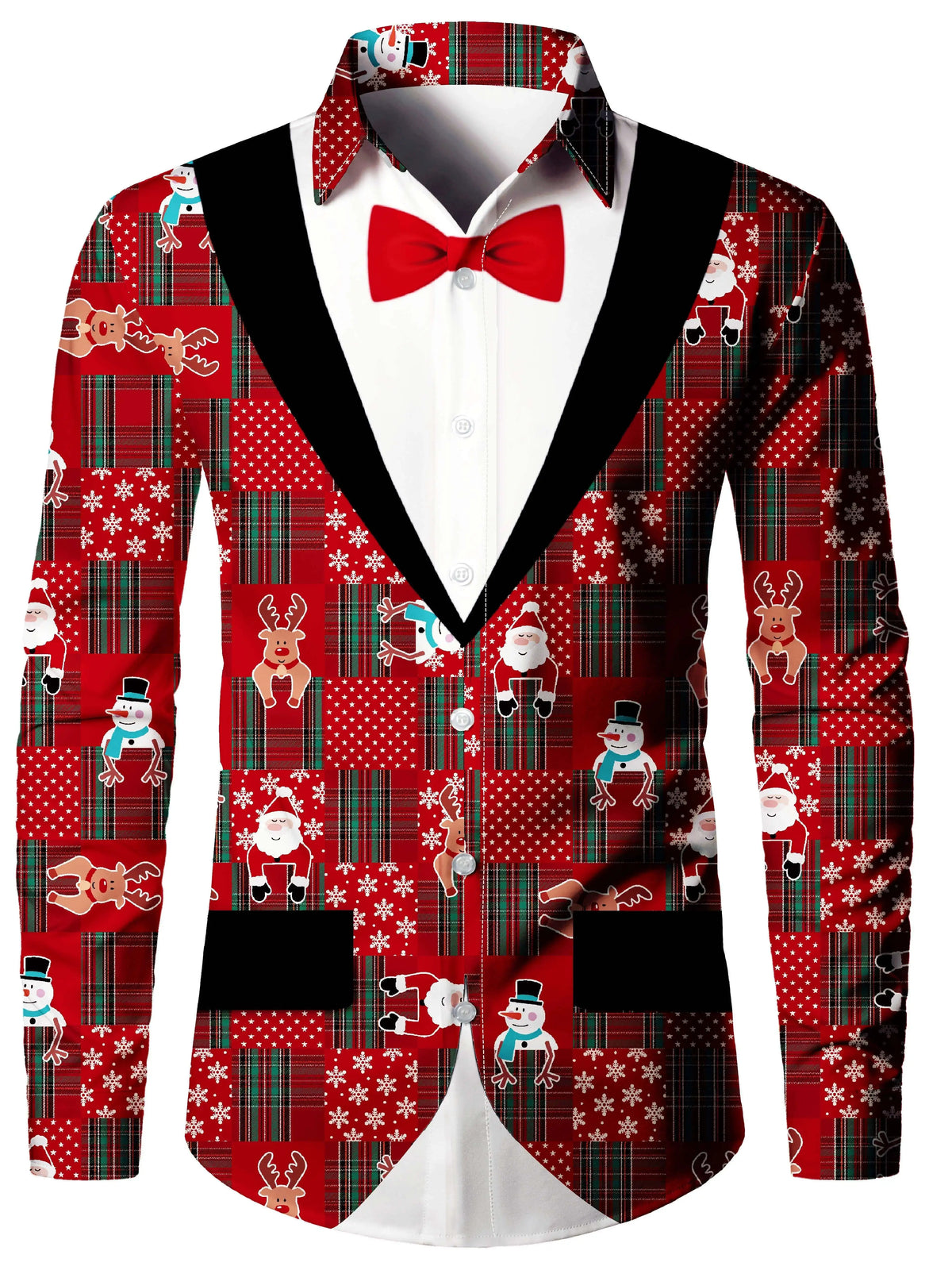 Christmas Blouse Printed Tailcoat Shirt for Men