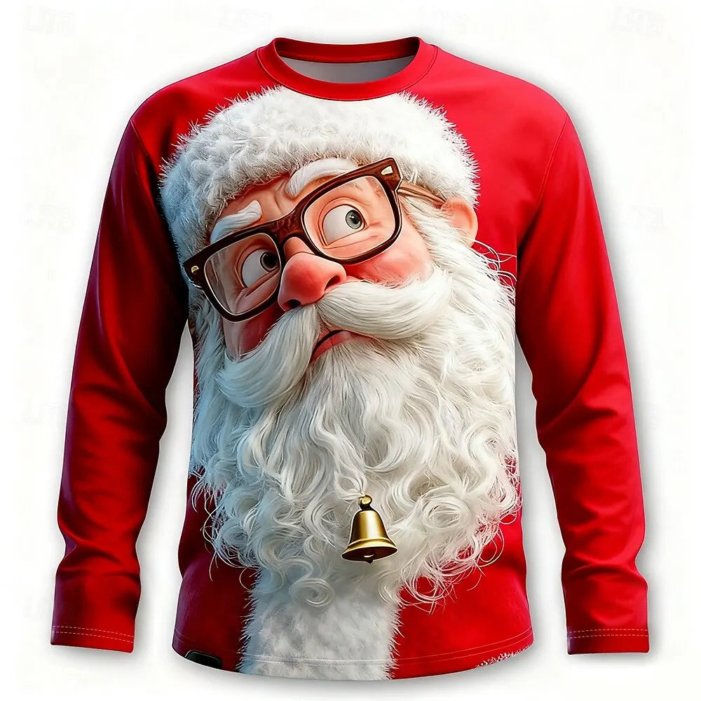 SANTA PRINT CHRISTMAS BLOUSE FOR MEN