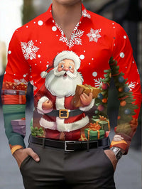 PRINTED COLLARED CHRISTMAS BLOUSE FOR MEN