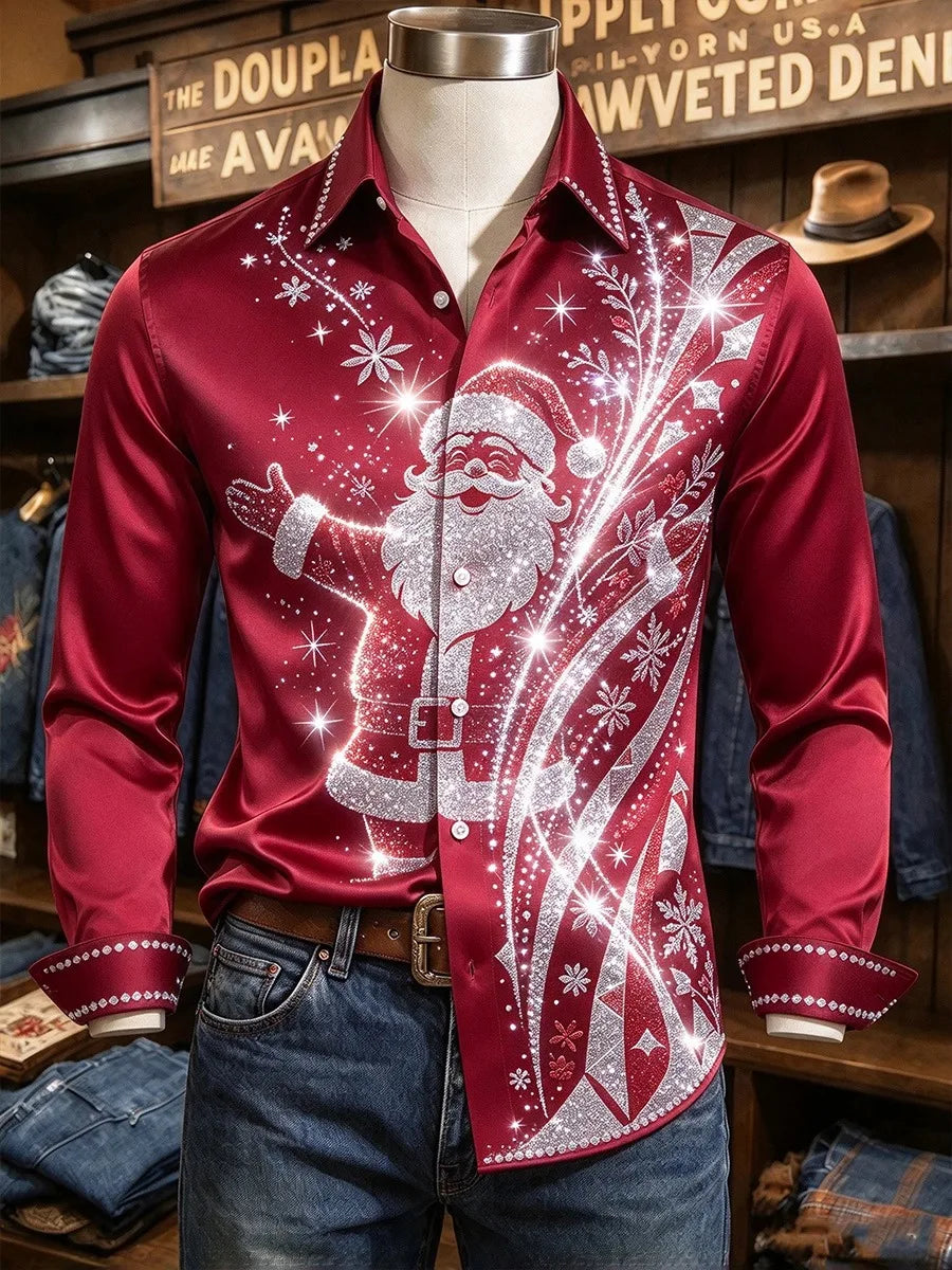 PRINTED COLLAR CHRISTMAS BLOUSE FOR MEN