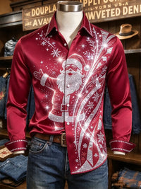 PRINTED COLLAR CHRISTMAS BLOUSE FOR MEN