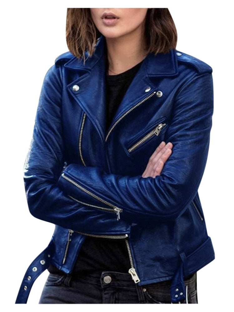 WALERIA SLIM FIT LEATHER JACKET FOR WOMEN
