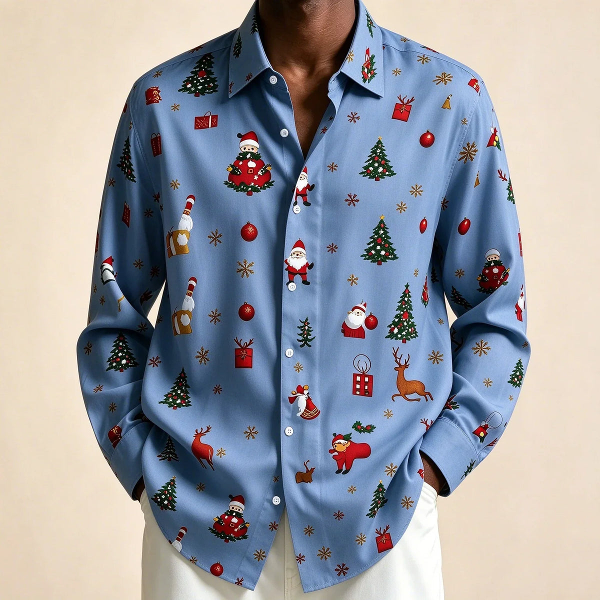 PRINTED CHRISTMAS BLOUSE FOR MEN