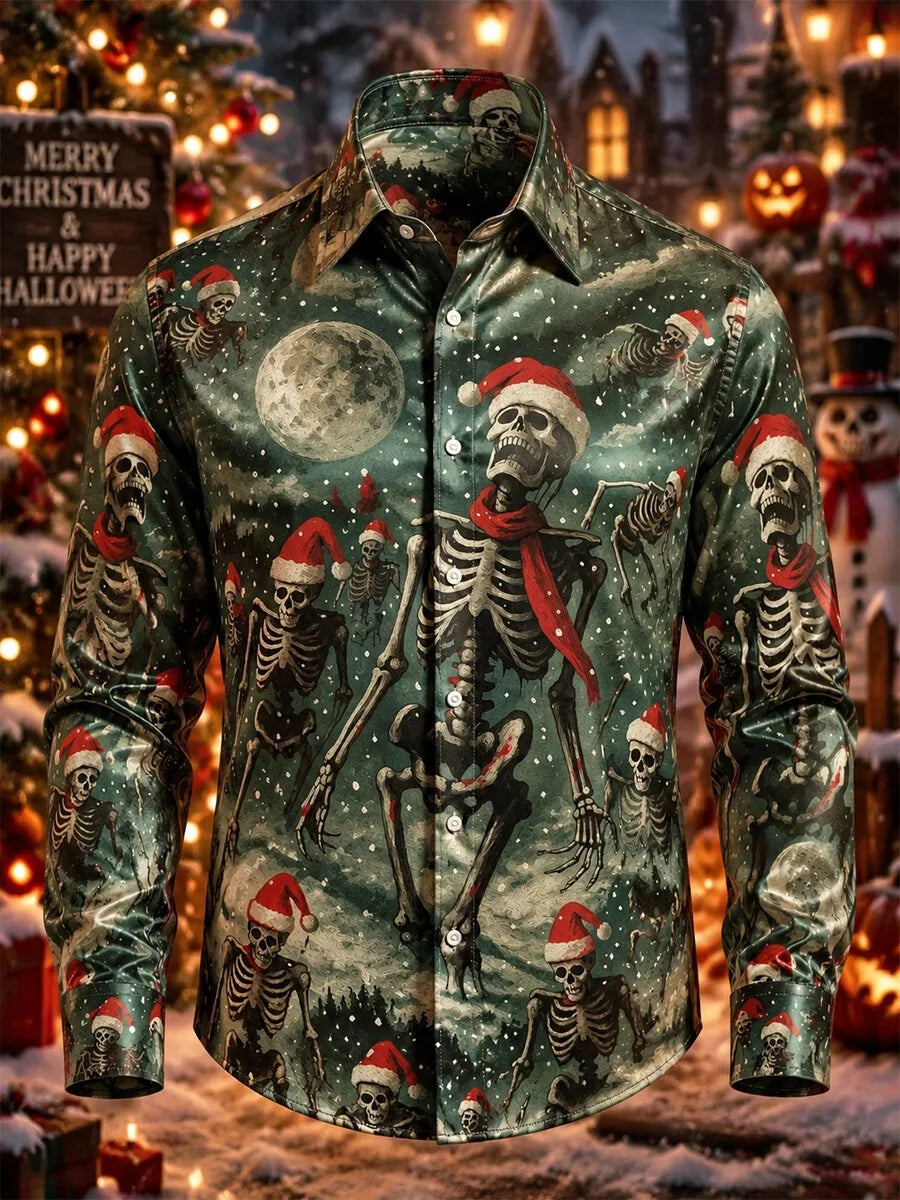 PRINTED COLLAR CHRISTMAS BLOUSE FOR MEN
