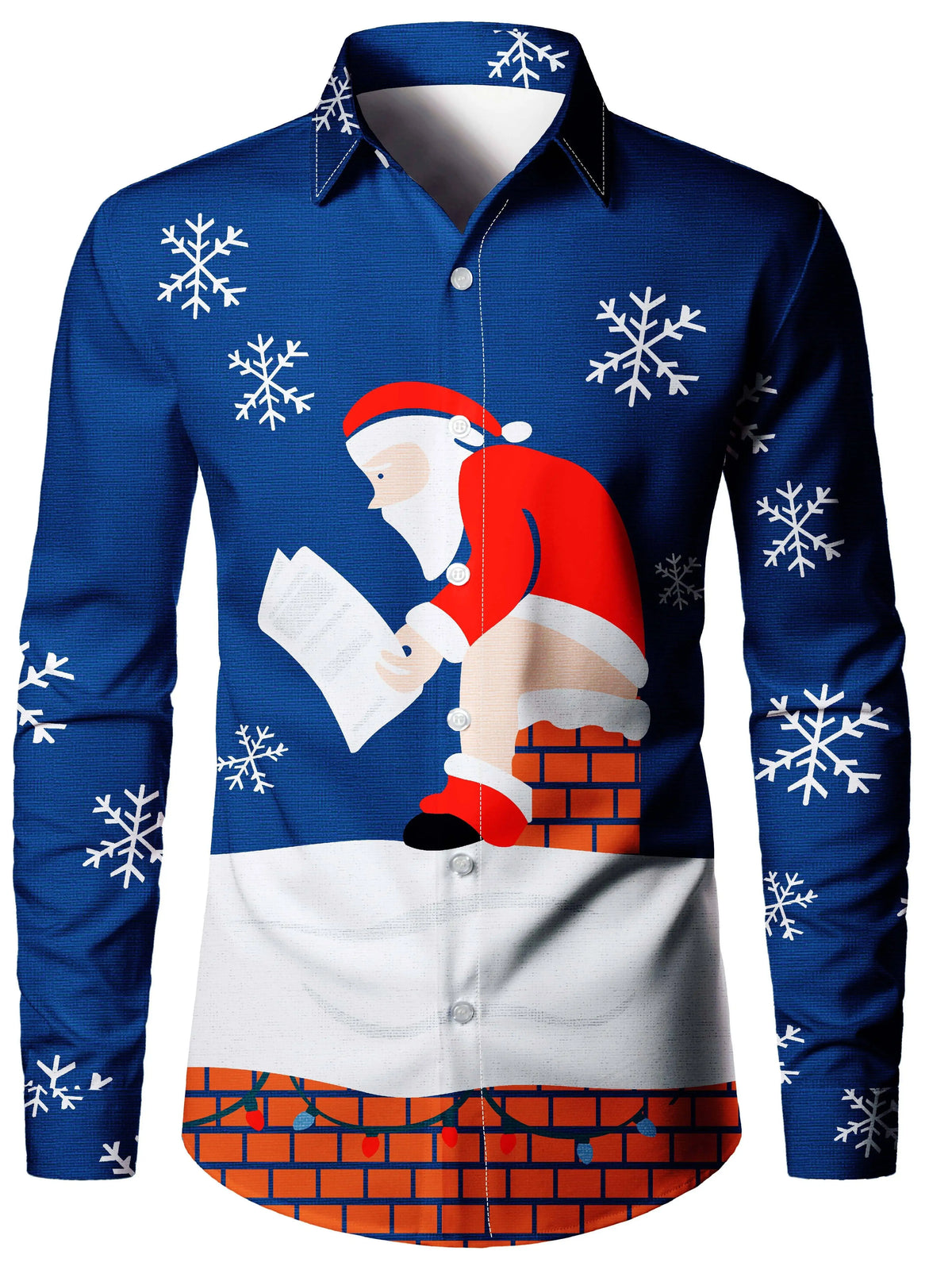 Christmas Blouse Printed Tailcoat Shirt for Men