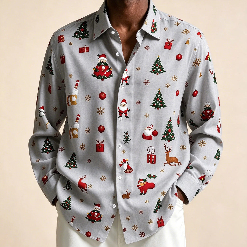 PRINTED CHRISTMAS BLOUSE FOR MEN