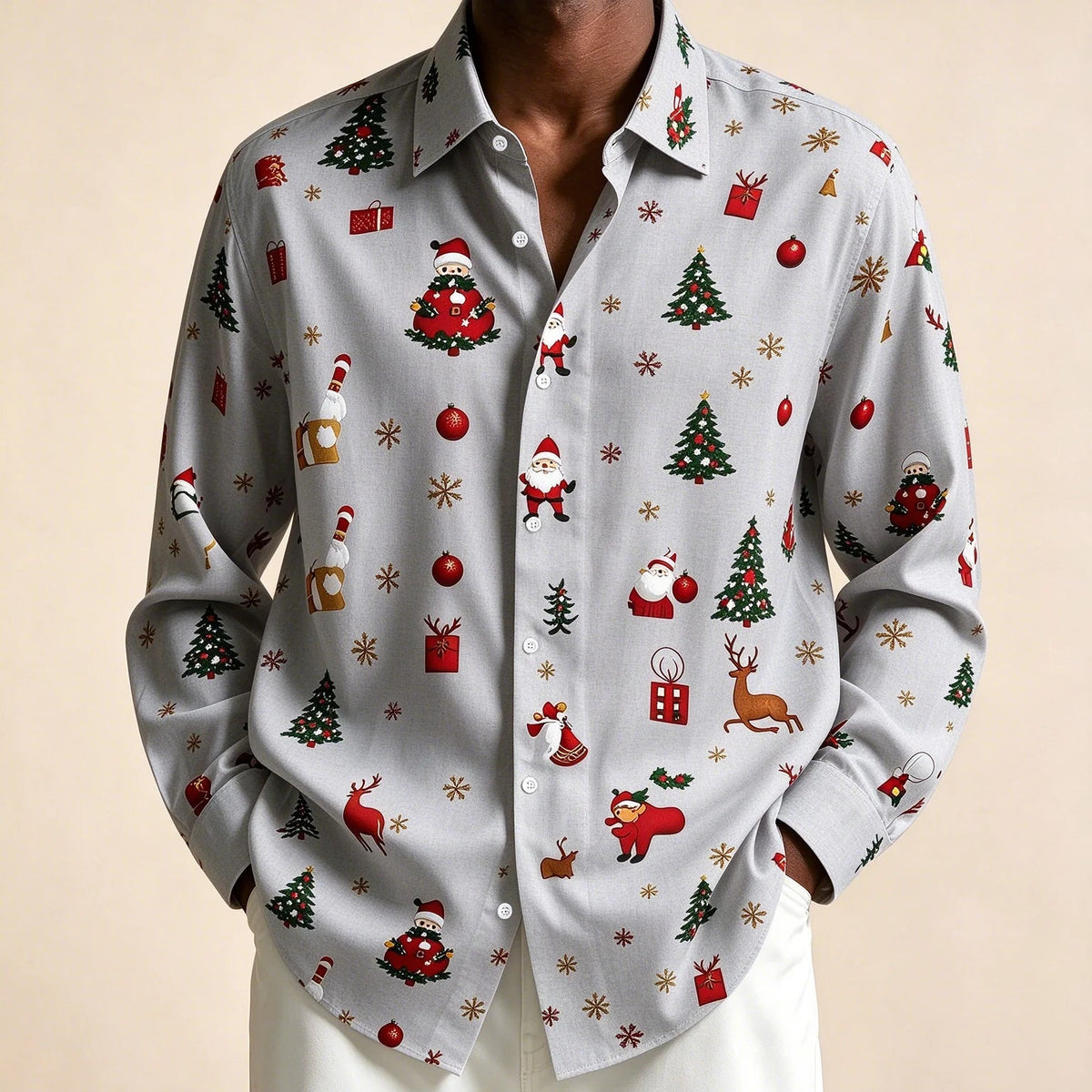 PRINTED CHRISTMAS BLOUSE FOR MEN