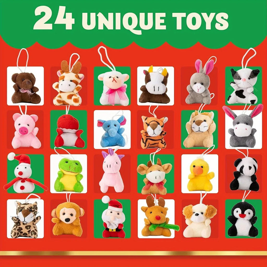 KIDS ADVENT CALENDAR – 24 MINI STUFFED ANIMAL TOYS