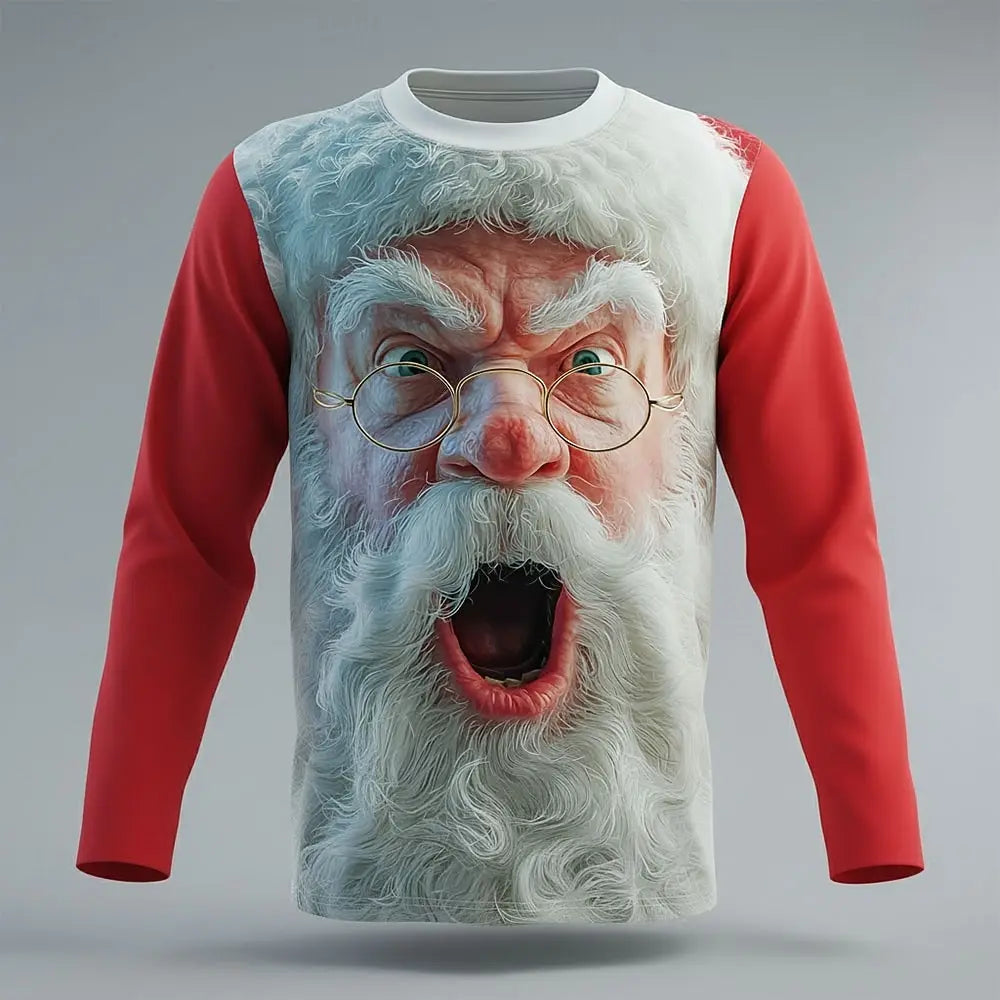 3D SANTA PRINT CHRISTMAS BLOUSE FOR MEN