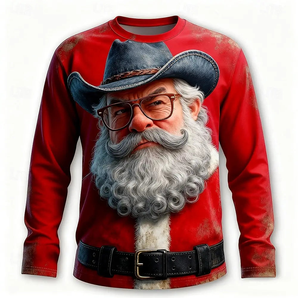 SANTA PRINT CHRISTMAS BLOUSE FOR MEN