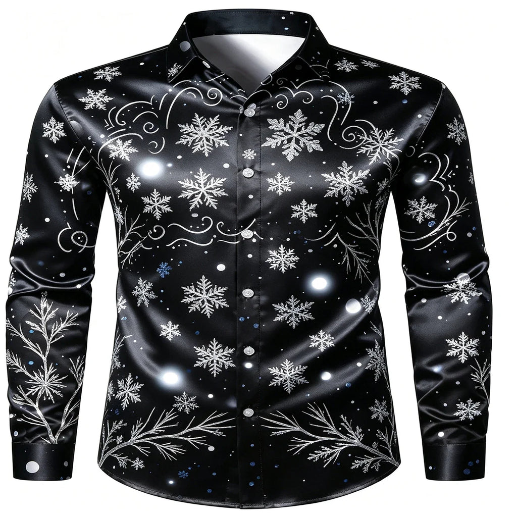 SANTA PRINT CHRISTMAS BLOUSE FOR MEN