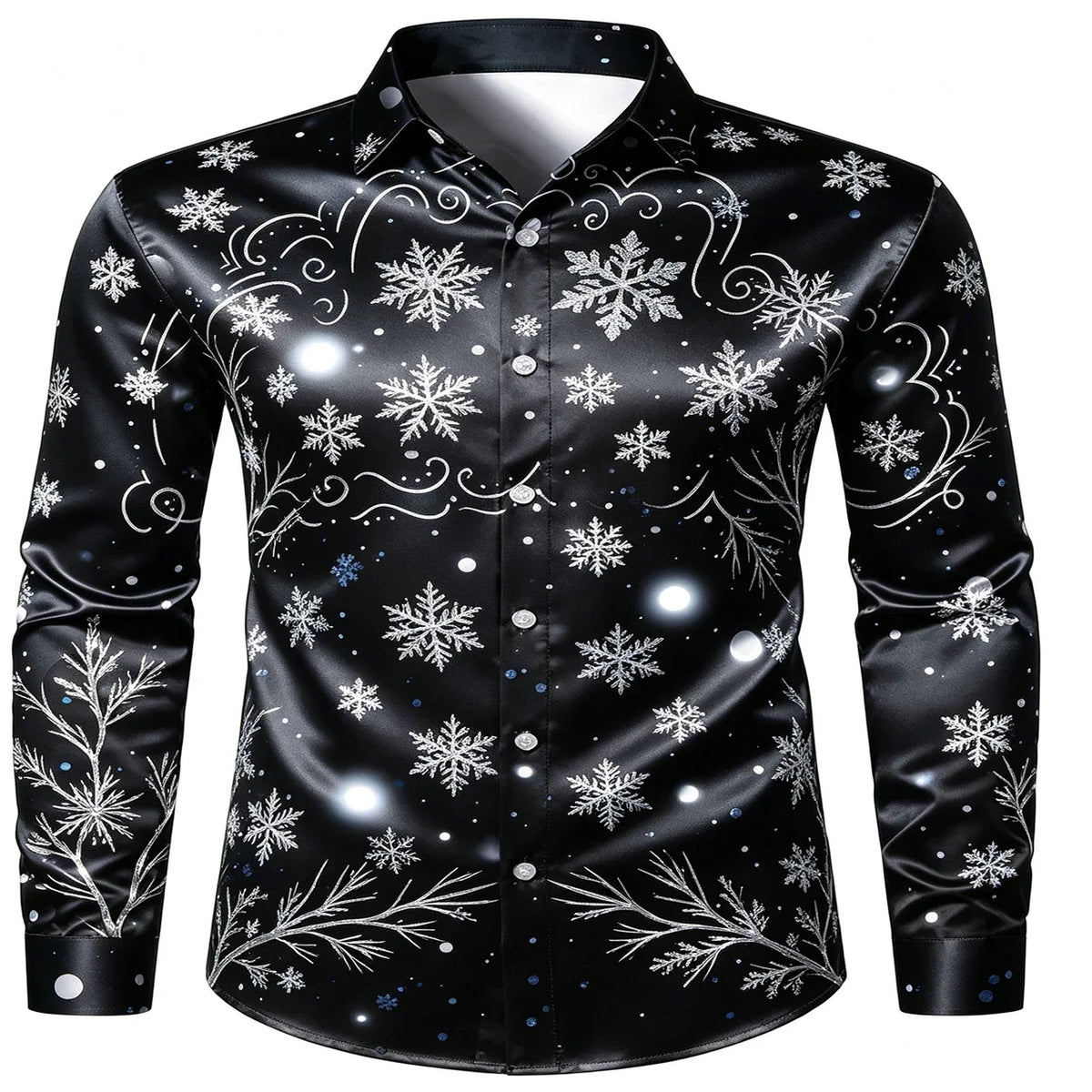 SANTA PRINT CHRISTMAS BLOUSE FOR MEN