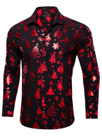 METALLIC PRINT CHRISTMAS BLOUSE FOR MEN