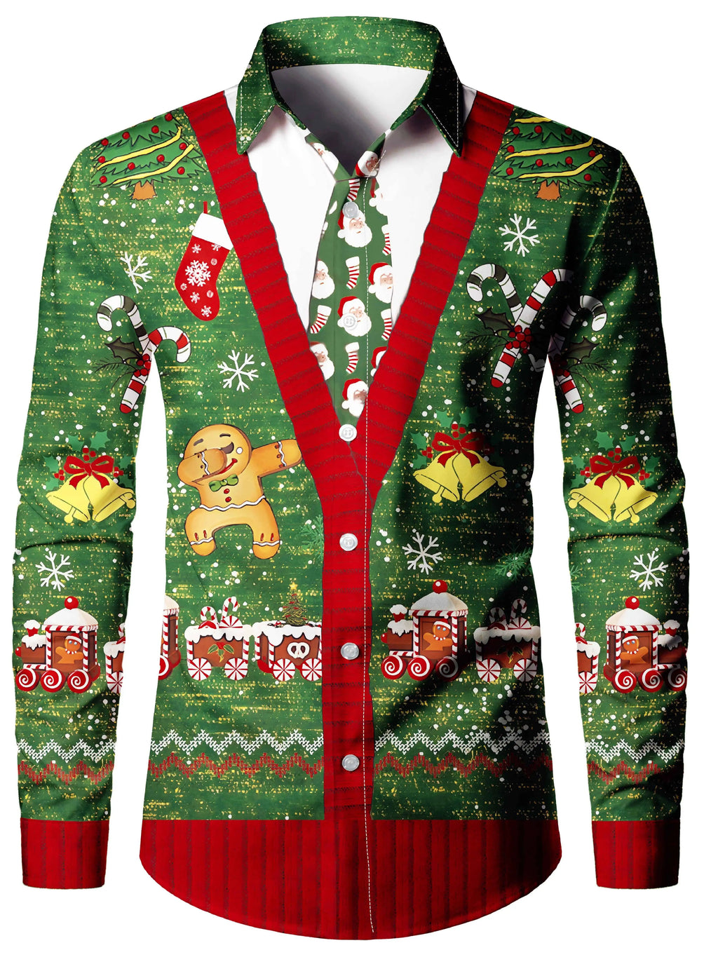 Christmas Blouse Printed Tailcoat Shirt for Men