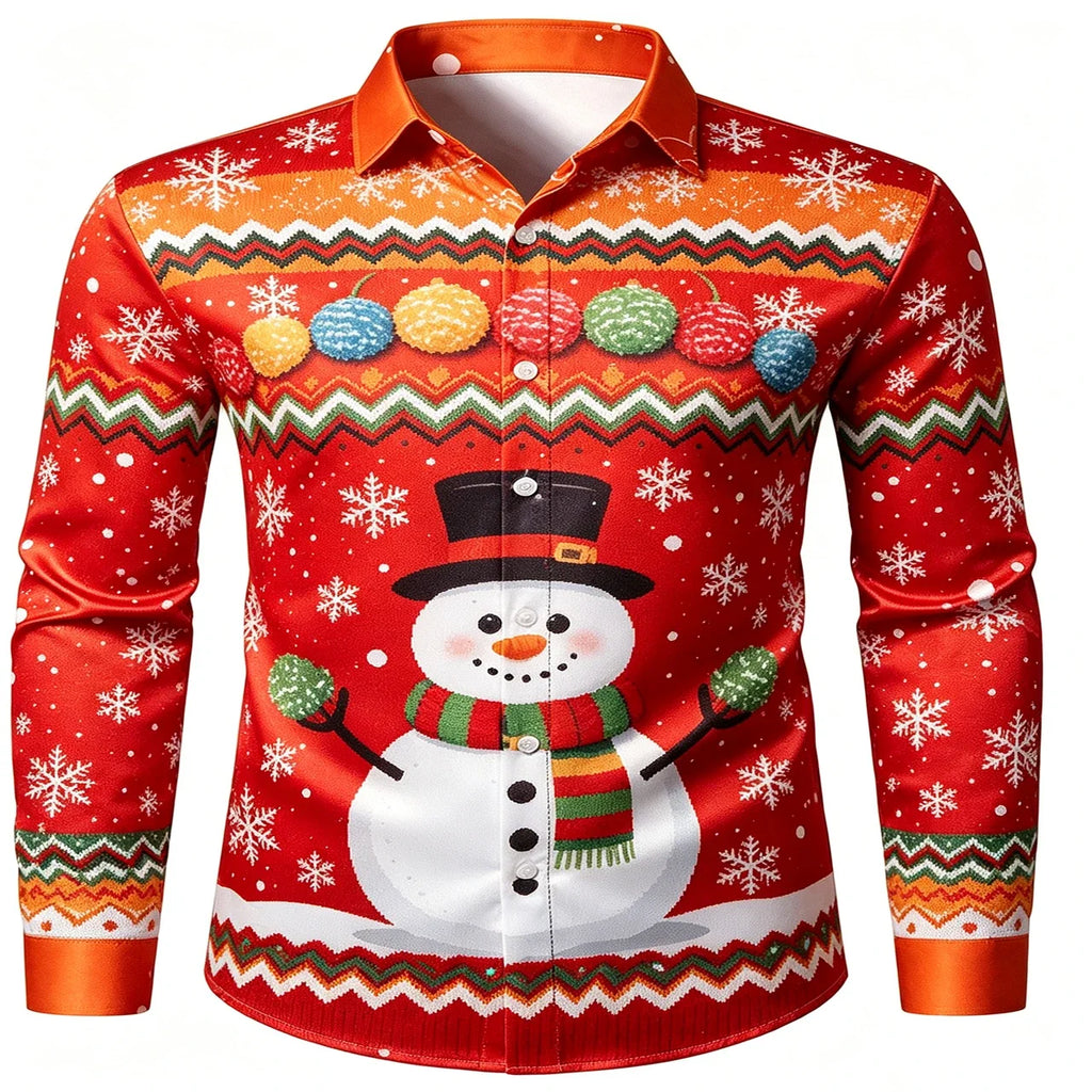 SANTA PRINT CHRISTMAS BLOUSE FOR MEN