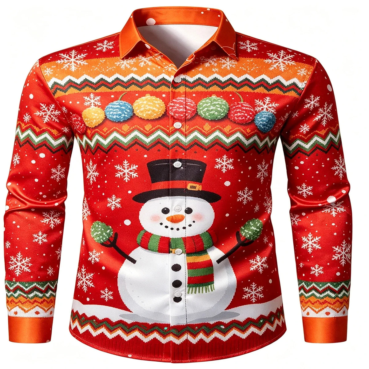 SANTA PRINT CHRISTMAS BLOUSE FOR MEN