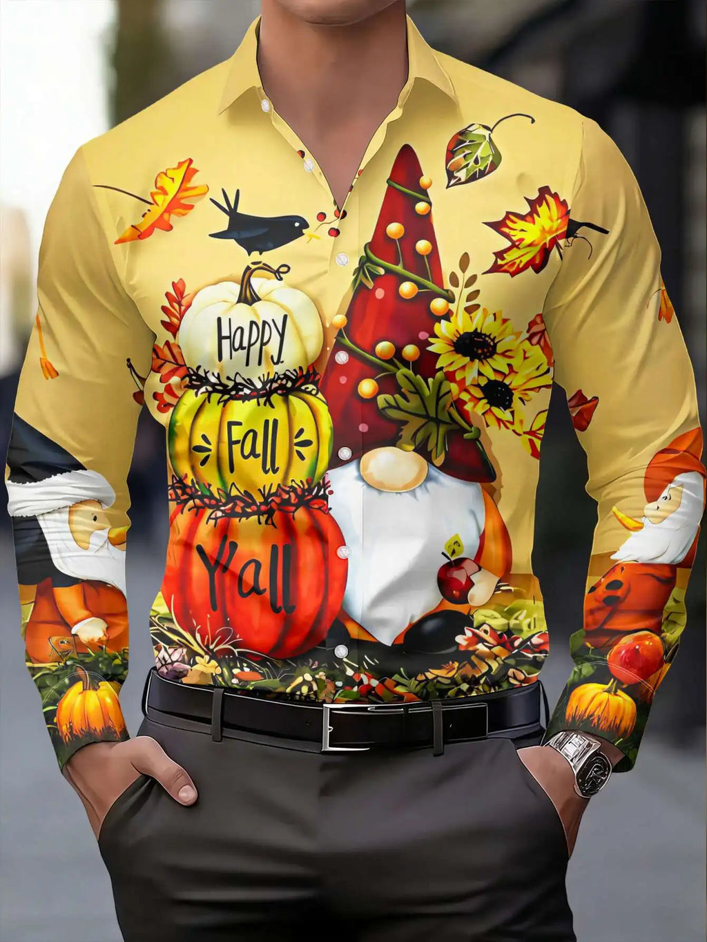 PRINTED COLLARED CHRISTMAS BLOUSE FOR MEN