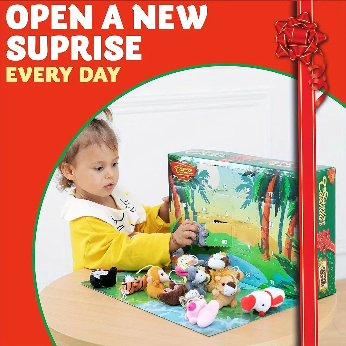 KIDS ADVENT CALENDAR – 24 MINI STUFFED ANIMAL TOYS